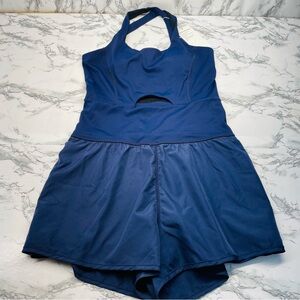 Wenlia Navy Blue Halter Romper Athetic Size XSmall NWT